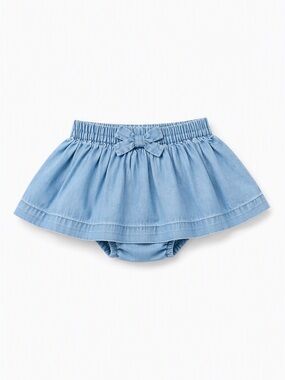 5/15$ Baby Gap 1969 Coquette Light Wash Denim Ruffle Skirted Bummies Skort 0-3M